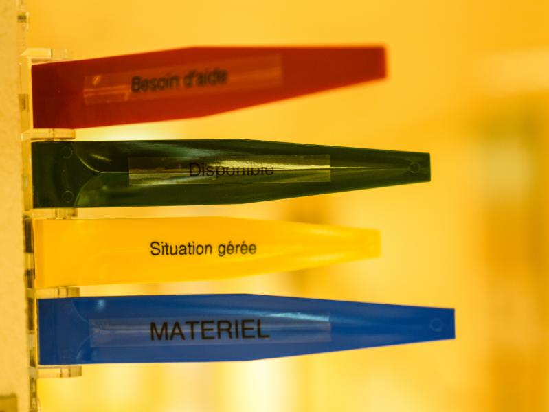 Les fanions colorés informent en temps réel sur les besoins de la zone de soins.